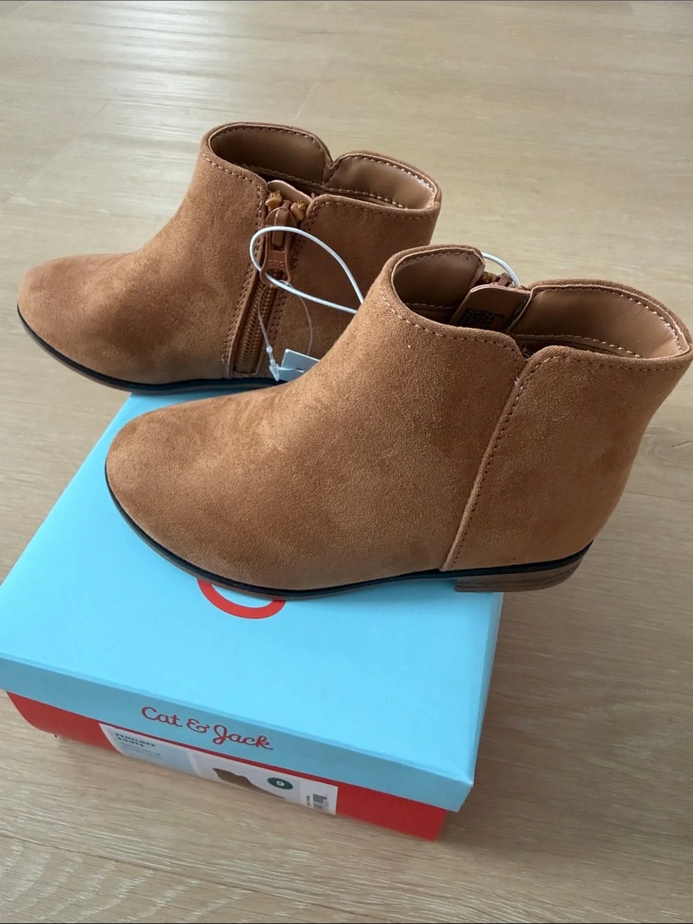 Cat & Jack Girls Cognac Tan Suede Ankle Booties